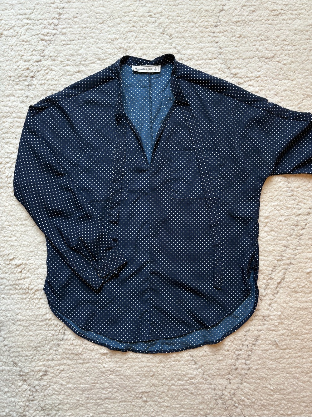 Abercrombie & Fitch Navy Polka Dot Blouse